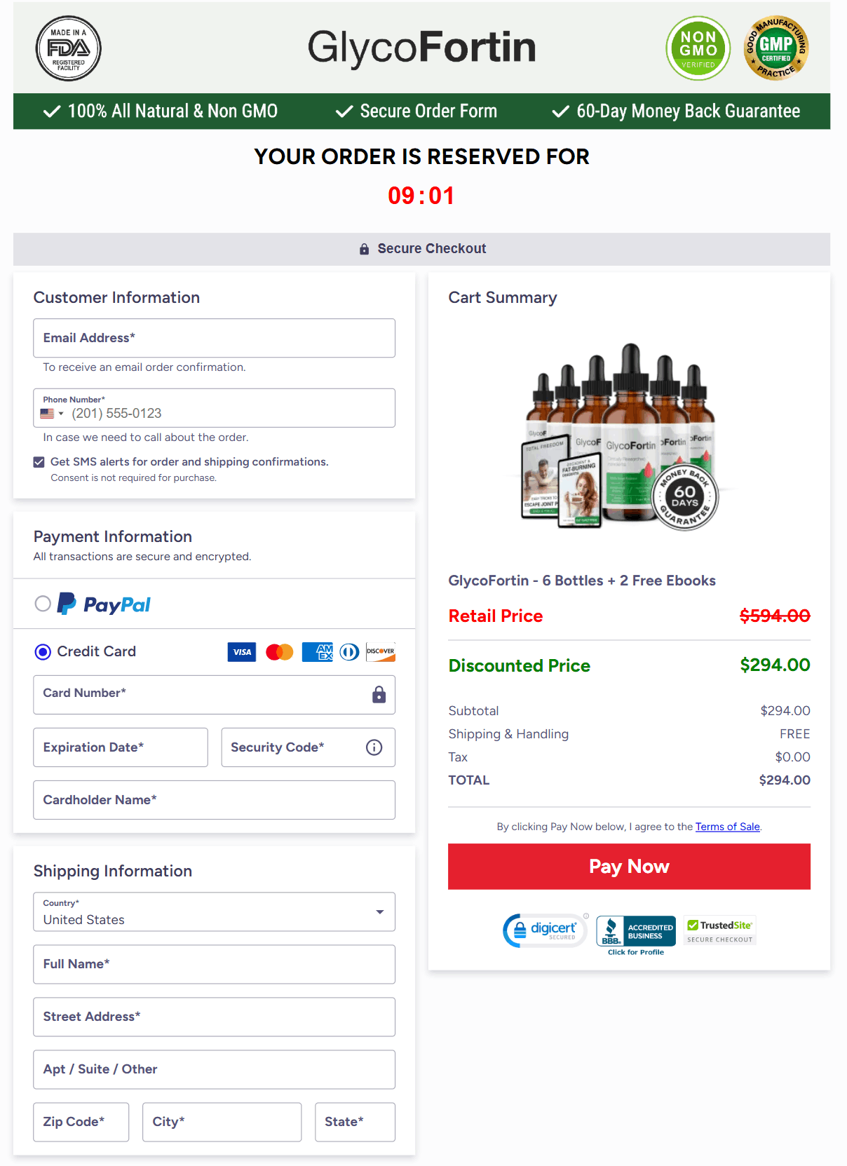 GlycoFortin Secured Order Page